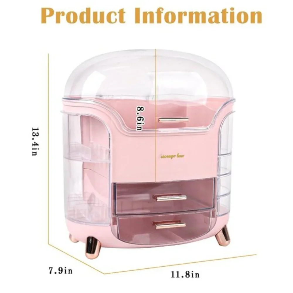 New Makeup & Skincare Organizer Box, Vanity Storage with Lid, Drawers & Cover